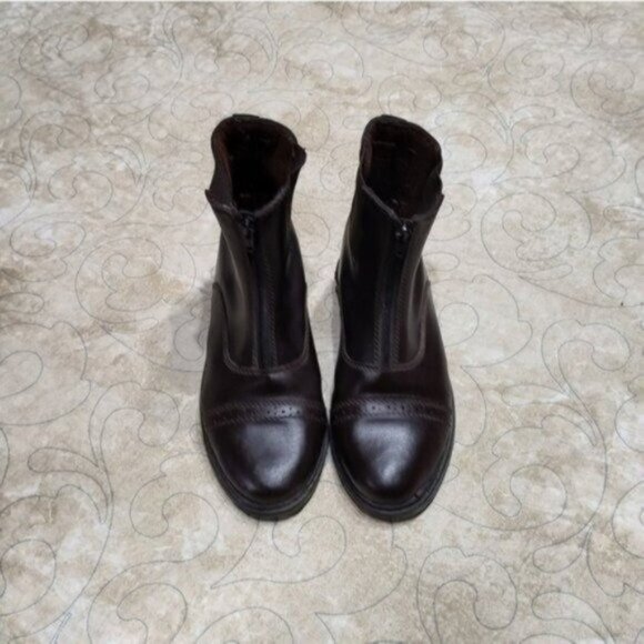 TuffRider Brown Leather Zip Front Paddock Boots 5 - Picture 2 of 12